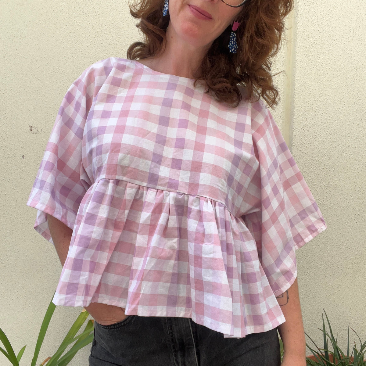 Gingham Rose et blanc