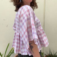 Gingham Rose et blanc