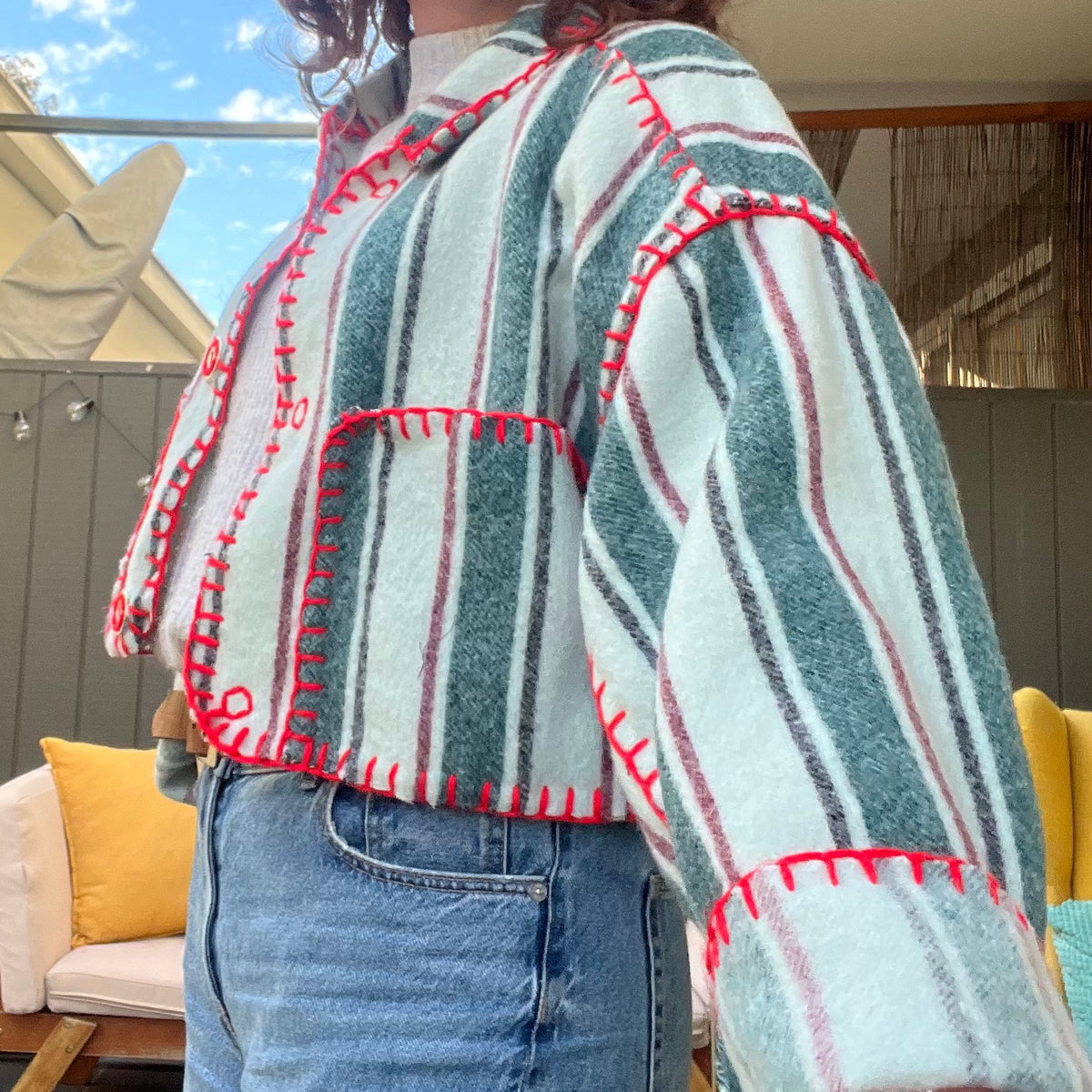 Jacket Crop a rayures