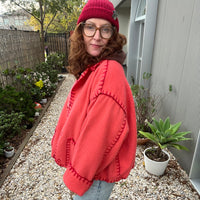 JACKET CORAL AND RED