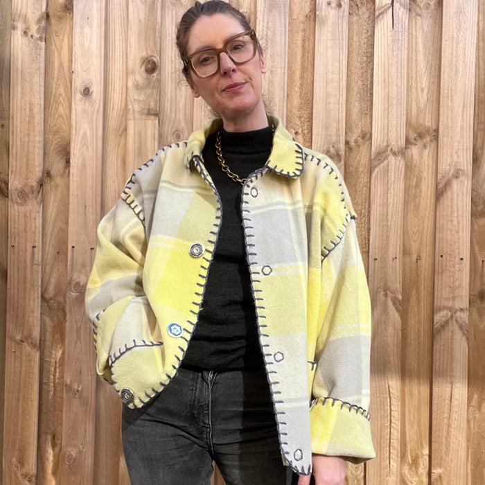 JACKET BUTTER YELLOW AND GREY
