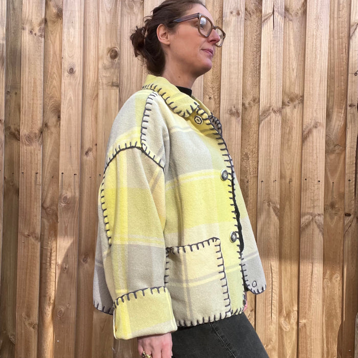 JACKET BUTTER YELLOW AND GREY