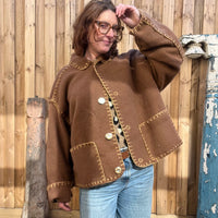 JACKET BROWN AND SHINY GOLD