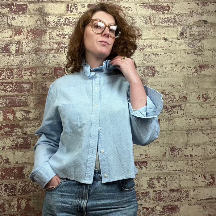 Gingham blue and white