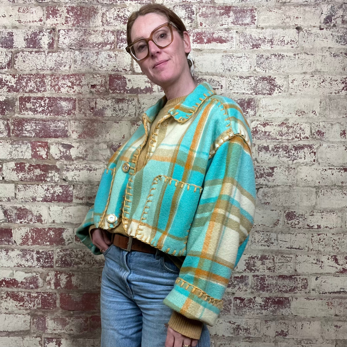 Jacket Crop Bleu Lambswool