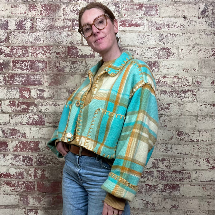 Jacket Crop Bleu Lambswool