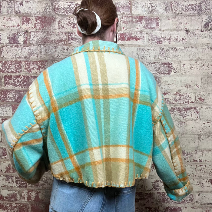Jacket Crop Bleu Lambswool