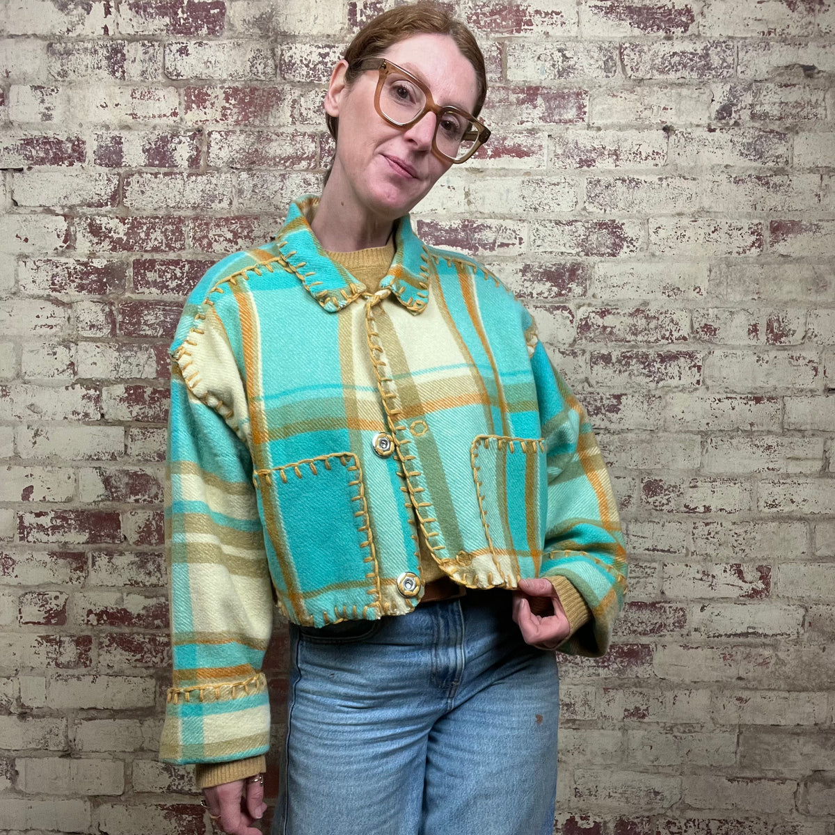 Jacket Crop Bleu Lambswool
