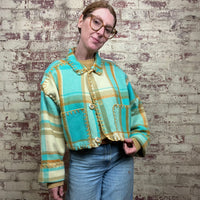 Jacket Crop Bleu Lambswool